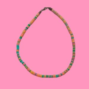 Heishi bead necklace handmade by mxsha beads